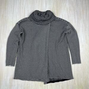 Cabi Fergie Striped Cowl Neck Split Turtleneck Funnel Pullover Sweater Small